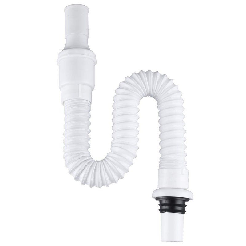 Angle Simple Sink Drain Hose, Plastic Flexible Bathroom Drain Pipe Extender, 1 1/4" OD, Length of 17 1/2" to 35 1/4" - Image 1